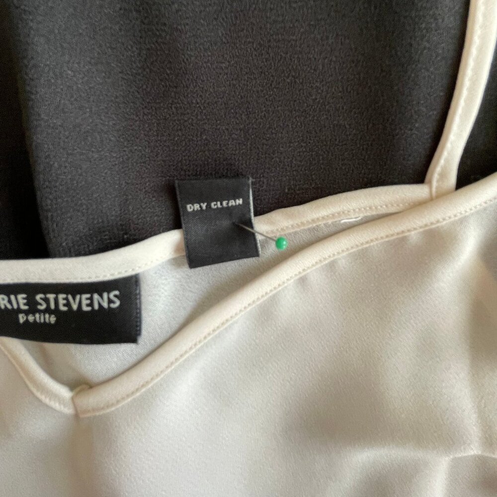 VALERIE STEVENS dark Ivory/cream 100% silk chiffon blouse a cami - Picture 8 of 8